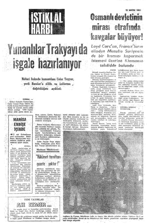 1919 Yılında Yayımlanan Gazetelerden Çarpıcı Manşetler 12