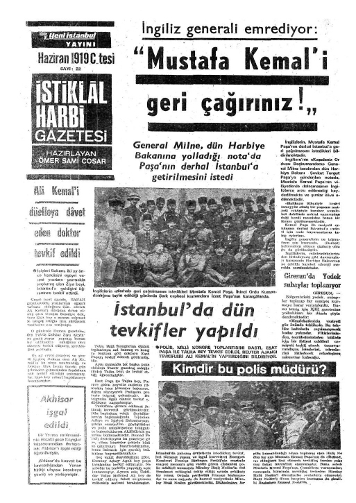 1919 Yılında Yayımlanan Gazetelerden Çarpıcı Manşetler 18