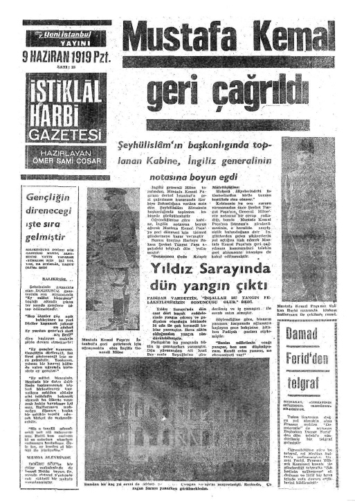 1919 Yılında Yayımlanan Gazetelerden Çarpıcı Manşetler 19