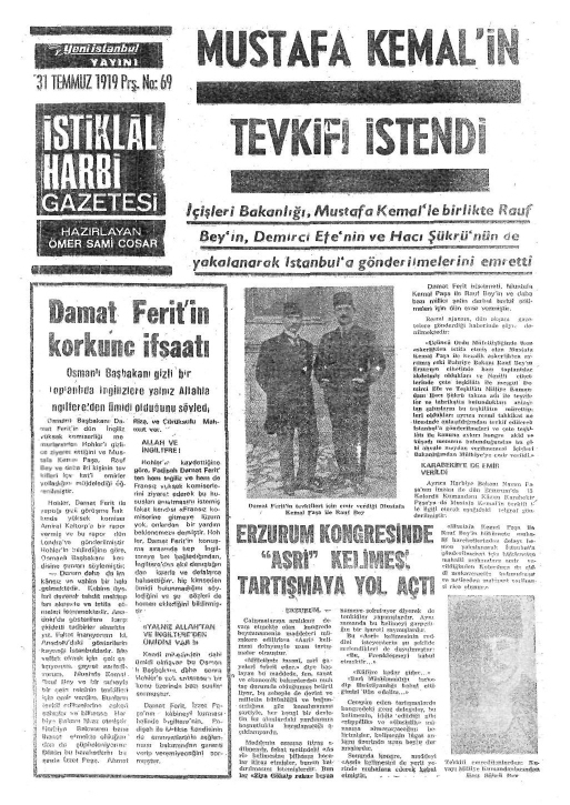 1919 Yılında Yayımlanan Gazetelerden Çarpıcı Manşetler 40