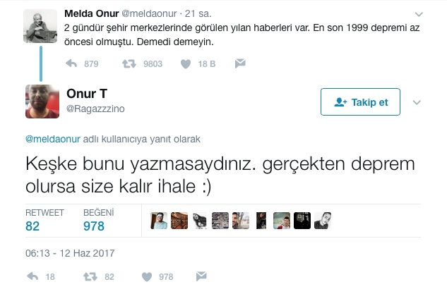 Deprem Üzerine Atılan Tweetler 3