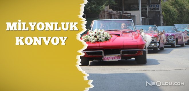 Klasik Otomobillerle Düğün Konvoyu Yaptı