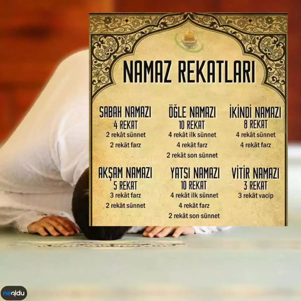 5 vakit namaz rekat sayıları