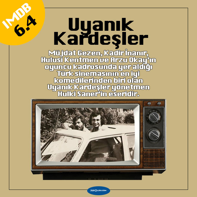 Uyanık Kardeşler filminde Kadir İnanır ve Müjdat Gezen