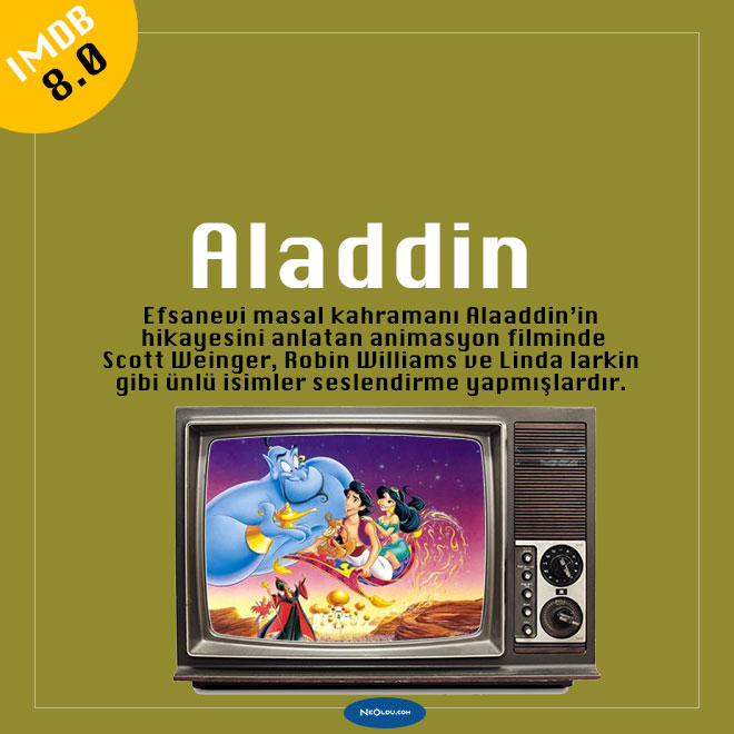 Robin Williams’ın cin karakterini seslendirdiği Aladdin animasyonu