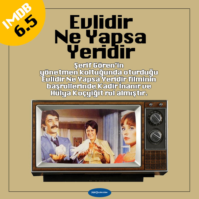 Evlidir Ne Yapsa Yeridir filminde Kadir İnanır ve Hülya Koçyiğit