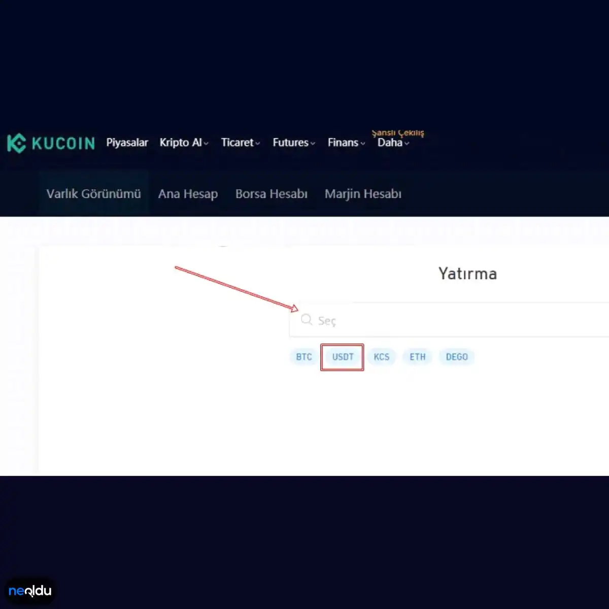 KuCoin para yatırma