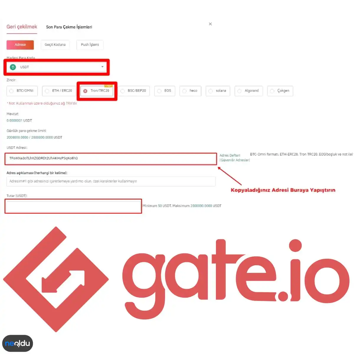 Gate.io Para Çekme İşlemi