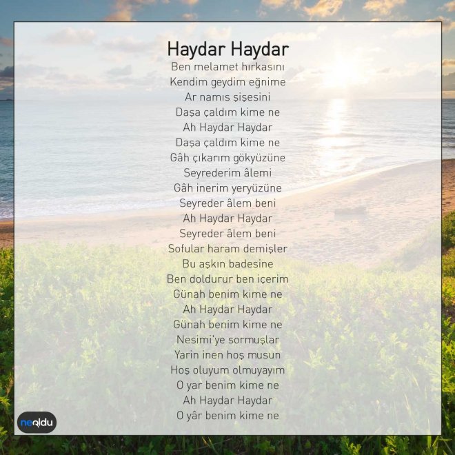 Haydar Haydar Sözleri