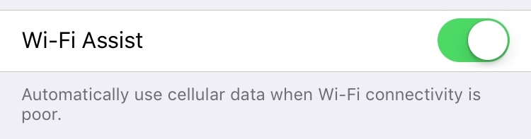 iPhone iOS 9 Wi-Fi Asist