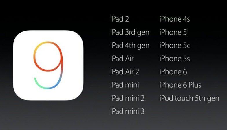 ios9 yüklenebilecek telefonlar