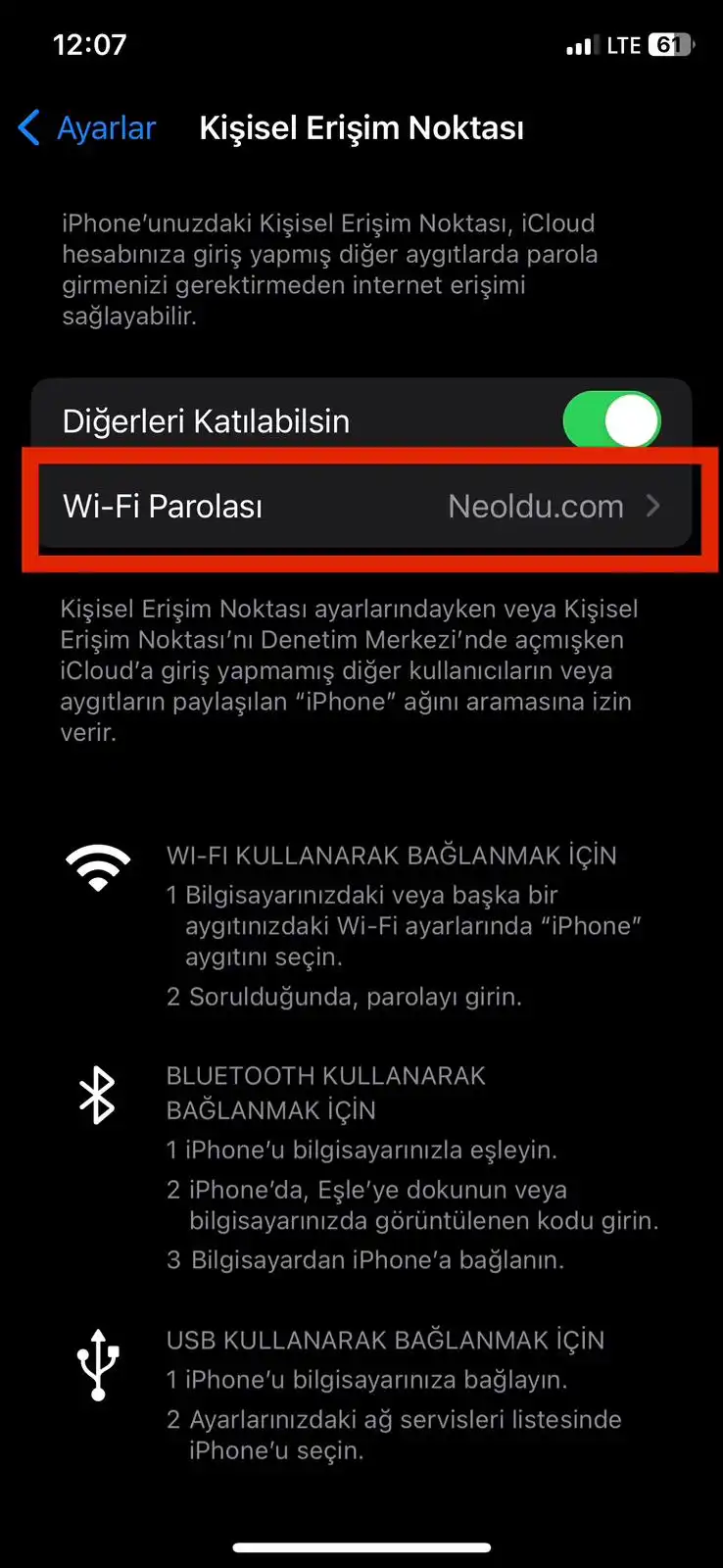 iPhone Kişisel Erişim Noktası Nasıl Aktif Edilir?