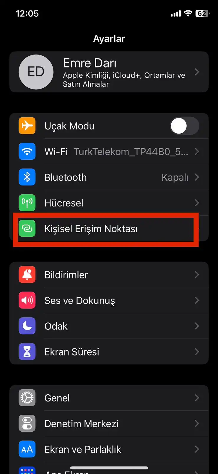 iPhone Kişisel Erişim Noktası Nasıl Aktif Edilir?