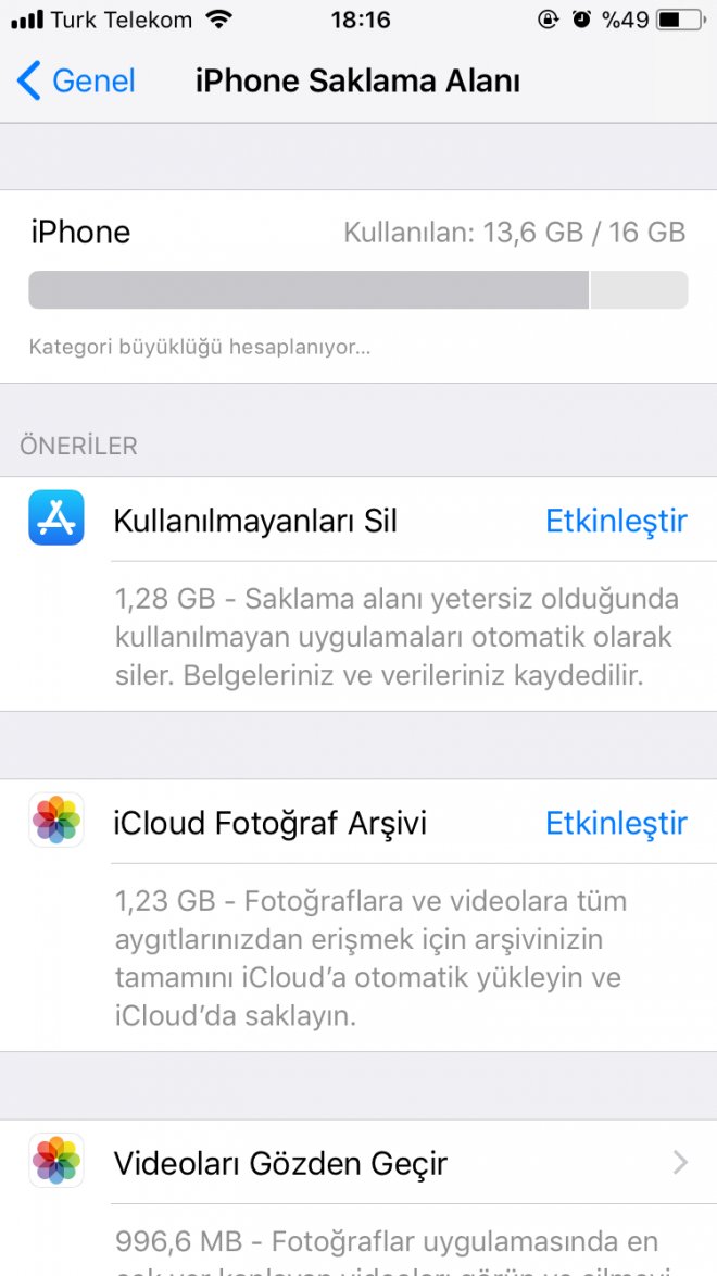 iphone ios11 saklama alanı