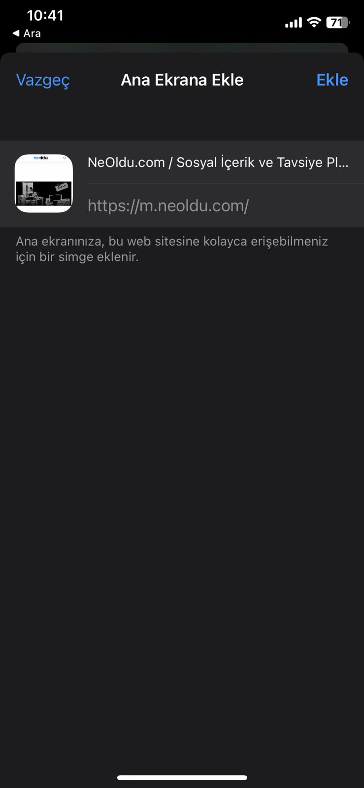 iPhone Web Sayfası Kısayolu Oluşturma