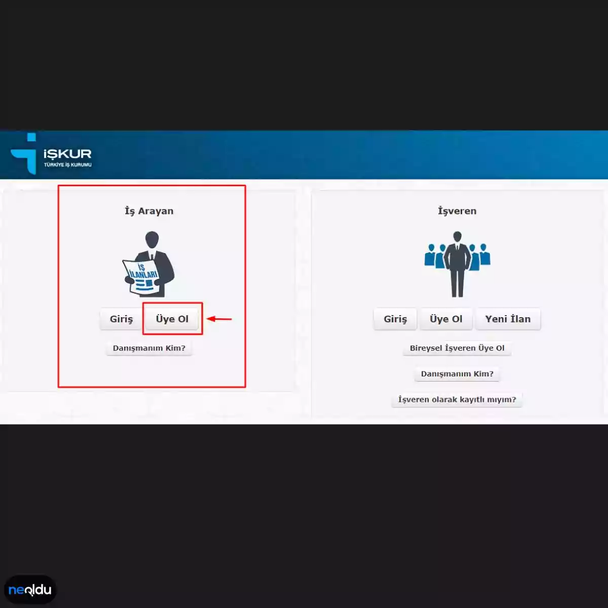 İŞKUR kayıt İş Arayan sekmesi