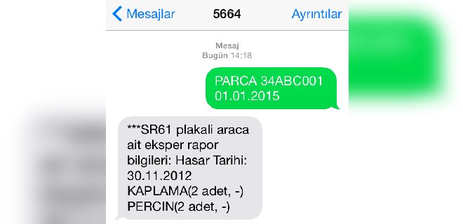 Mesaj-SMS ile Araç Plaka Sorgulama