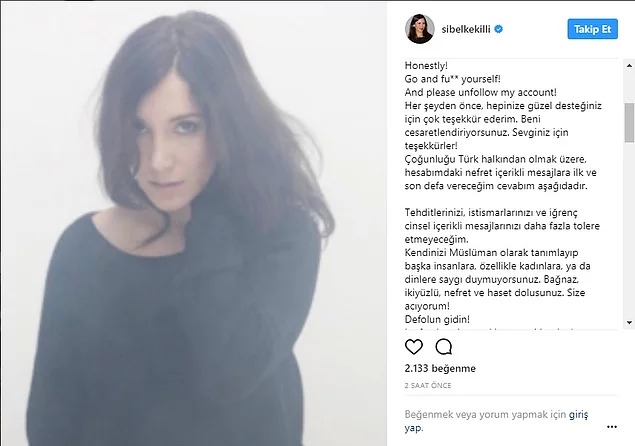 sibel kekilli instagram paylaşımı