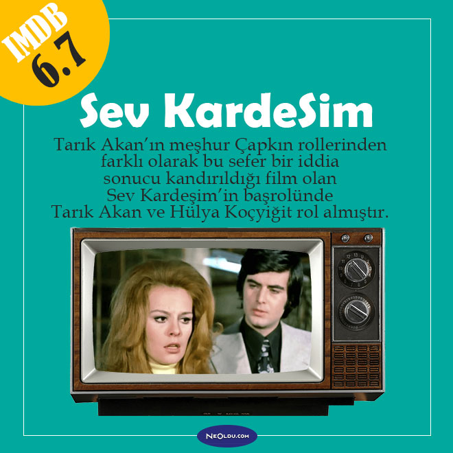 Tarık Akan ve Hülya Koçyiğit Sev Kardeşim film sahnesi