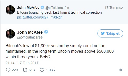 john mcafee tweet bitcoin