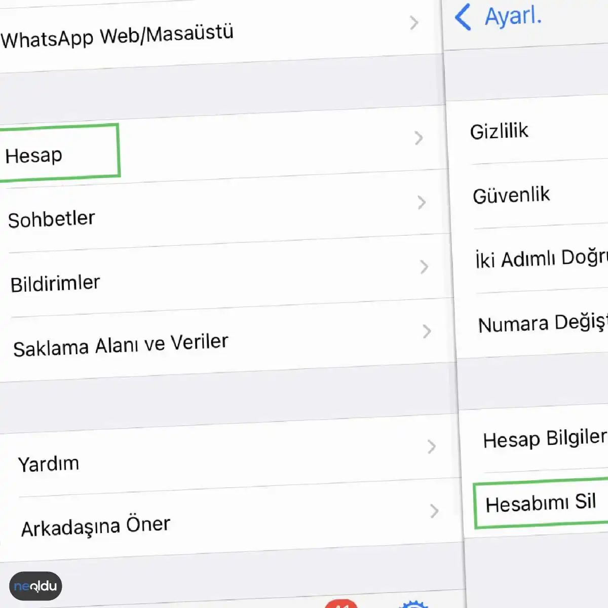 WhatsApp Hesabı Silme İşlemi 