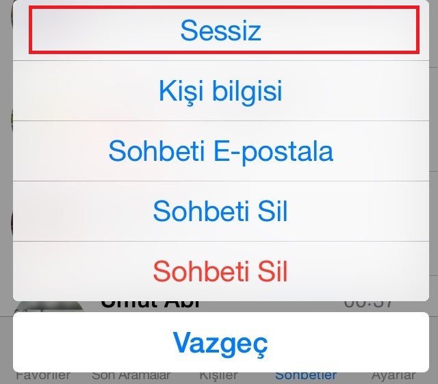 WhatsApp Kişiyi Sessize Alma