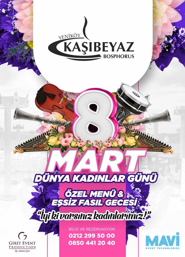 Yeniköy Kaşıbeyaz Bosphorus 8 Mart 2019 Dünya Kadınlar Günü Programı